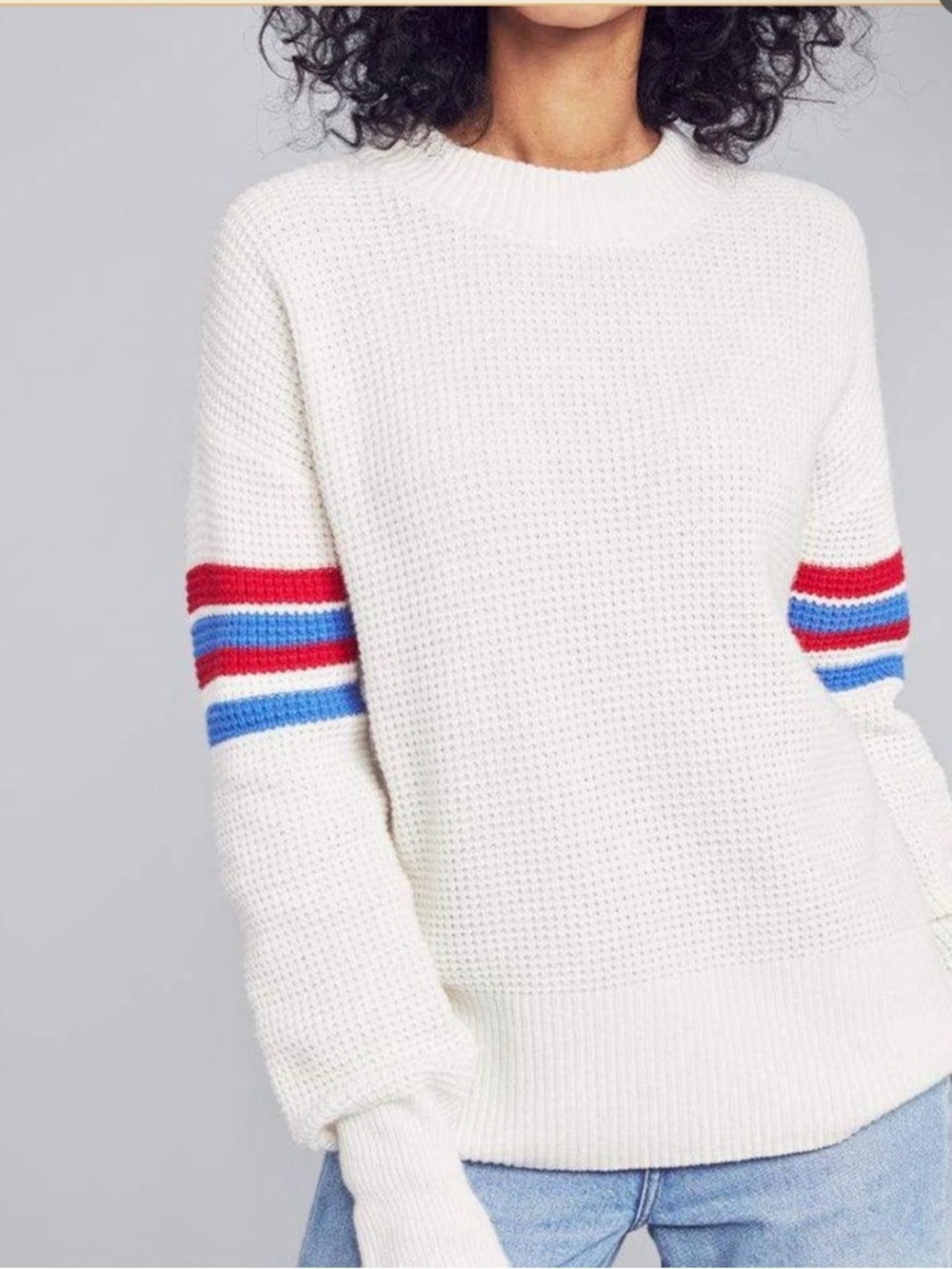 Faherty Wisp sweater cashmere blend waffle style cream size medium